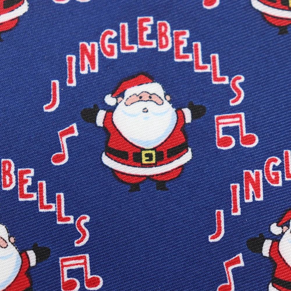 Christmas Signature Funny Santa Claus Blue Polyester Logo Printing Custom Mens Ties