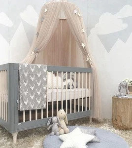 Circular Grey Canopy Bed Valance Kids Room Decoration Bed Tent Moustiquaire Princess Kids Girls Round Mosquito Net