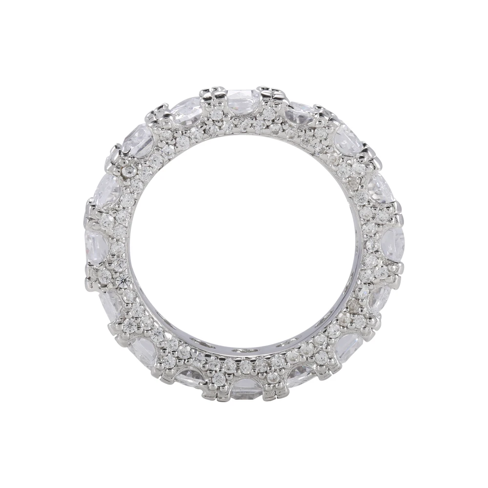 Classical 925 Silver Sterling Ring Design 18K White Gold Diamond Finger Ring Mature Female Charms Rings