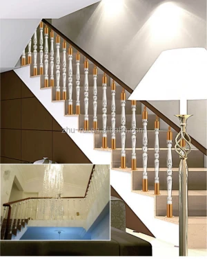 Clear plastic arcylic stair handrail/crystal clear stair baluster/luxury hotel indoor clear crystal stair handrail  fittings