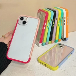 Colorful Bumper Clear Phone Case For iPhone 13 11 12 Pro Max XS Max XR X 7 8 Plus Shockproof Lens Protective Transparent Cover
