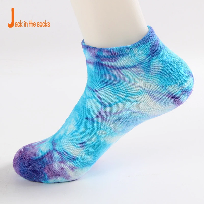 colorful maple leaves tie dye cotton terry socks for women