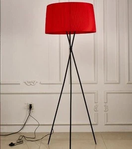 Contemporary Fabric Metal Frame Tripod Floor Lamp For Home Hotel Decoration