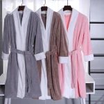 Coral fleece velvet microfiber wholesale terry towel bathrobe