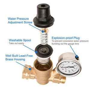 COVNA Adjustable Brass Water Pressure Reducing Valve and 40mm 250 / 300 / 400 bar Liquid Filled Pressure Gauge