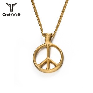 Craft Wolf Titanium steel fashion accessories processing Peace Sign Necklace