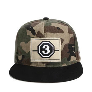 Create Your Own Cool 6 Panel Flat Brim Camouflage Snapback Cap For Sale