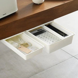 Creative desk paste drawer type pen holder storage hidden paste type pencil case office stationery miscellaneous storage box