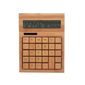 Custom 2019 Bamboo School /Office 12 Digits Solar Power Desktop Calculator