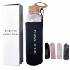 custom high quality bamboo lid crystal sport water bottle for healing