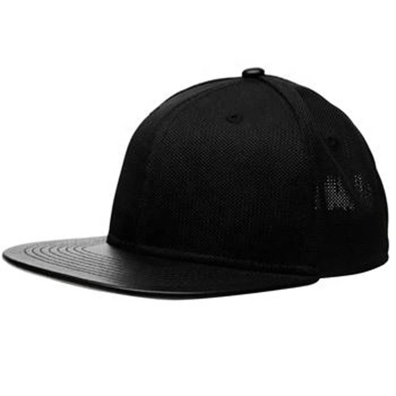 custom Hip-hop flat brim hat black plain snapbacks caps and hats mesh trucker hats / caps