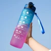 Custom Logo 1000ml/32oz BPA Free Gradient Plastic Fitness Gym Sports Motivational Water Bottle with Time Marker