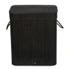 Custom Logo Bamboo Dirty Clothes Storage Basket With Lid Liner and Handles  Laundry Hamper