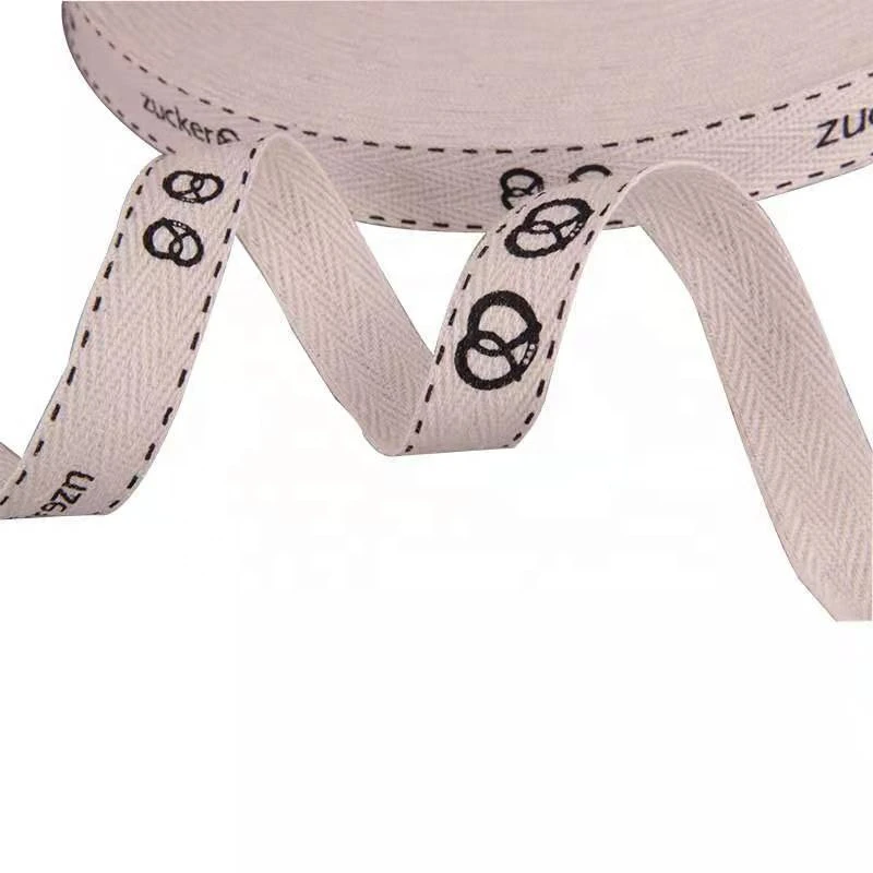 Custom make Packing ribbon  1.5CM printed cotton Herringbone tape  Custom Logo printed ribbon