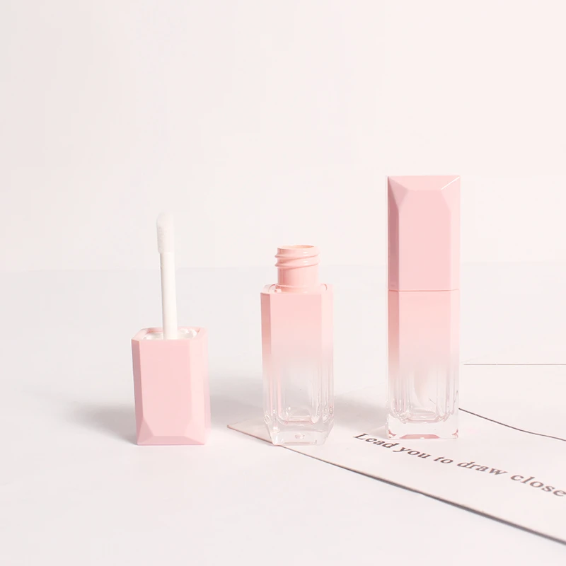 custom Pink lip gloss tube 4.5ml cosmetic lip glaze empty bottle