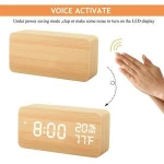 Custom Promotional Home Decorative Desk Table Digital Alarm Led Wooden Clock
