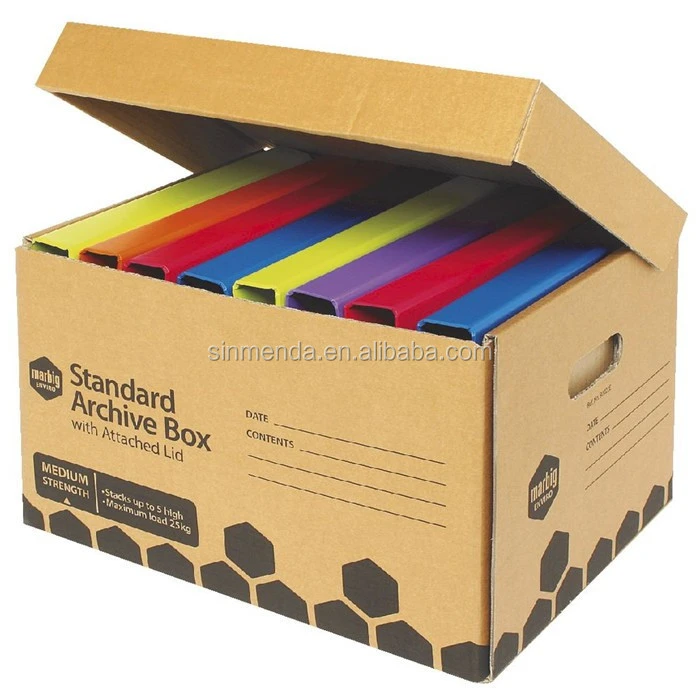 Custom size archive storage corrugated files document packaging carton paper box
