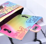 custom slippers for women ladies fluffy fur slippers fox fur slides with graffiti bag matching 2 pieces set purse and slides
