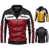 Custom Winter Streetwear Multi-pocket Patchwork Jacket Stylish Mens Motorbike Leather Jackets Men Motorcycle Jacket for Winter