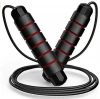 Customized logo portable red fitness skipping rope adjustable steel jumping rope with Foam Handles