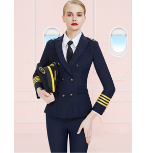 customized women black captain airline stewardess uniform