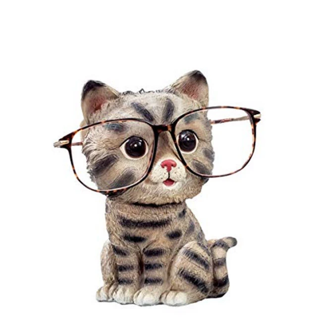 Cute Markings Cat Animals Shaped Resin Spectacles Holder Shelf Coin Bank Home Decoration