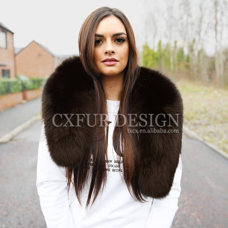 CX-B-06D Luxury Women Garment Accessory Winter Collars Shawl Real Fox Fur Scarf Collar