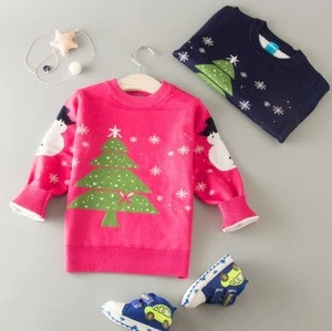 d73888h 2016 childrenwear sweater knitted christmas tree snow pullover sweater for kids