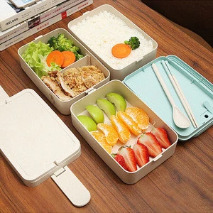 Degradable Bamboo Fiber Lunch Box with Fork and Spoon