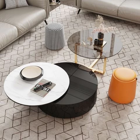 Designers Coffee Table Storage Space Glass Coffee Table Modern Round Glass Sectional Coffee Table Set