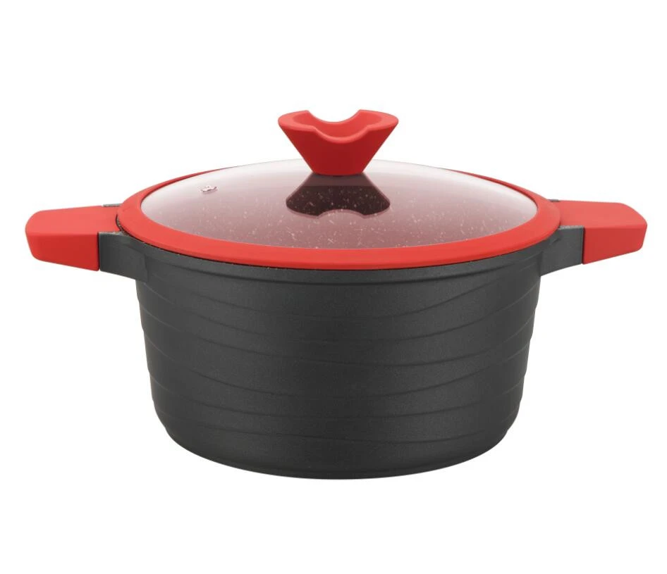 die casting aluminum non stick cookware set  casserole shallow pot with  grill frying pan in stock induction bottom