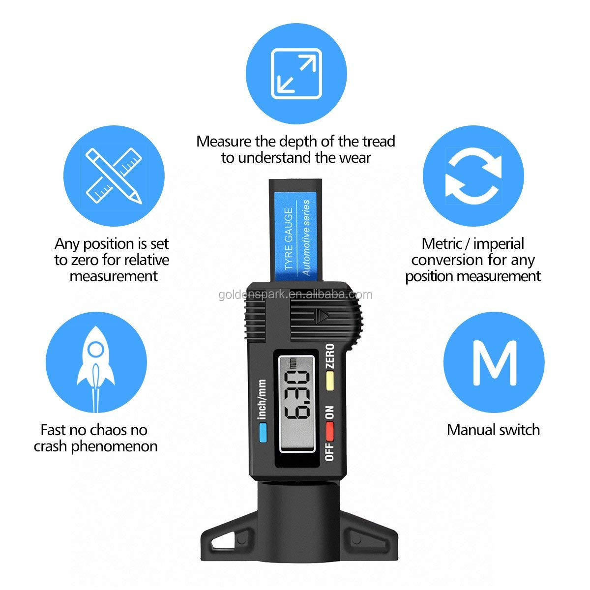 Buy Digital Tire Tread Depth Gauge - Digital Tire Gauge Meter Measurer ...