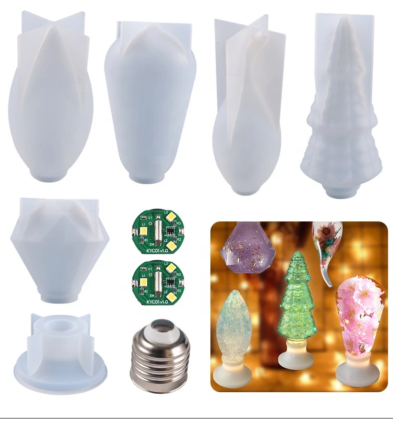DIY Crystal Epoxy Resin Light Bulb Resin Molds Home Decoartion Casting Moulds Bulb Pendant Jewelry Silicone Mold
