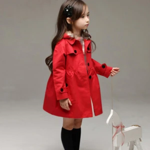 DL20117F 2017 korean autumn children&#039;s wholesale windbreaker jackets girl long trench coat