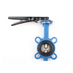 DN50 DI body disc SS410 stem resilient seated wafer butterfly valve 4 inch with handle lever