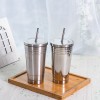 Double wall stainless steel coffee travel cup with straw stainless steel cup