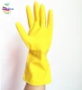 Economy Yellow Household Rubber Latex Cotton Flock Lined Gloves Dishwashing Gloves