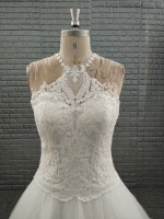 Elegant Garden Halter Wedding Dress Applique Sleeveless A-Line New Fashion Bridal Gown