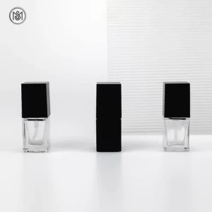Empty Frosted Liquid Foundation Bottle 15ml Transparent Square Foundation Lotion Bottle 0.5oz Black Screw Pump Cosmetic Packing