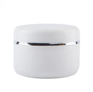 Empty White Silver Edge Portable Refillable Plastic Cosmetic  Lotion Cream Jar Makeup Face Container