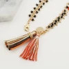 Exquisite Adjustable Metal Copper Chain Tassel Bracelet Handmade Seed Bead Bracelet for Women with Natural Stone