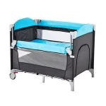 Extendable foldable 2 wheel touch brake toy steel frame baby bedside crib