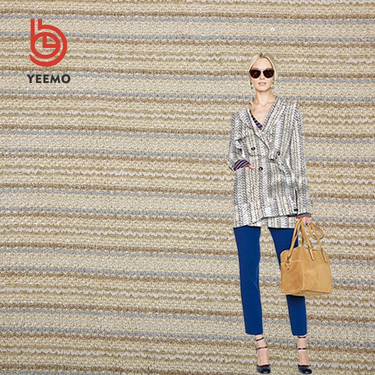 Factory Direct Wholesale Yarn Dyed Tweed Italian Suit Fabric With Silver Metallic Woolen for Woman Winter Coats