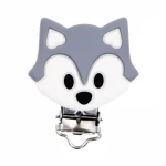 Factory wholesale BPA Free Fox Silicone Beads Pacifier Clip Baby Teething Accessories Clip Toy Accessories