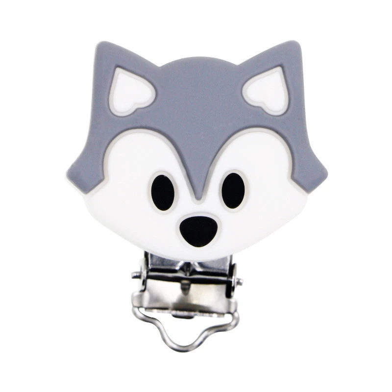Factory wholesale BPA Free Fox Silicone Beads Pacifier Clip Baby Teething Accessories Clip Toy Accessories