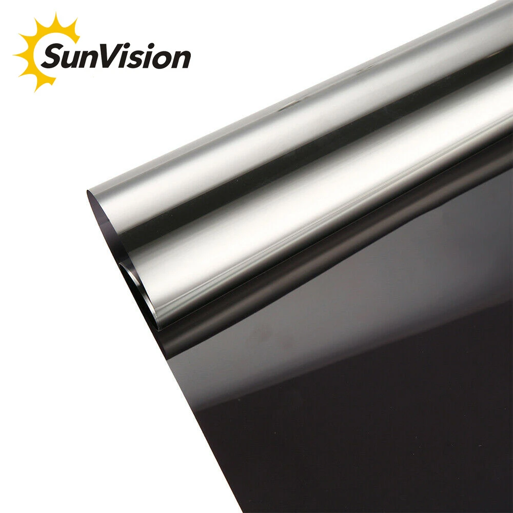 Factory wholesale UV rejection black&silver car window glass film mirror reflection solar control windshield protection film