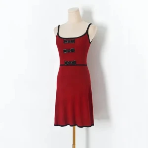 Fall new bow slip dress + long sleeve elegant two pieces dress set for woman