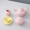 Fancy design high quality ceramic teapot colored glazed pink porcelain coffee set