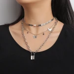 fashion jewelry 2021 butterfly necklace dainty  neck choker layered chain jewelry choker necklace link chain necklaces