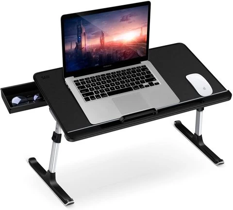 fashion new PU leather height adjustable black / gray Laptop Desk Office computer desk bed tray foldable study table